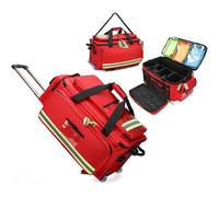 Large Capacity Rolling Medical Bag - First Aid Supplies Bag with Wheels and Removable Dividers for Emergency Response, Home Health, Doctors, EMT, EMS