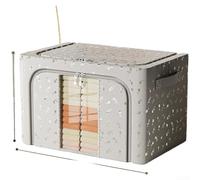 Large Capacity Rose Gold Foldable Storage Box, Steel Frame Oxford Fabric Organizer with Clear Window for Wardrobe Bedroom Use(60 * 42 * 40 Gray)