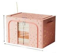 Large Capacity Rose Gold Foldable Storage Box, Steel Frame Oxford Fabric Organizer with Clear Window for Wardrobe Bedroom Use(60 * 42 * 40 Pink)