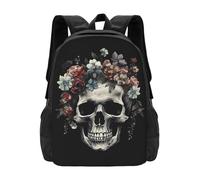 Large Capacity School Backpack Skull in Darkness Print Sports Bag Colorful Book Bags for School, Travel, Hiking, 42X32X14Cm