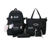 Large Capacity School Bag 5PCS Canvas Backpacks Set, School Aesthetic Backpack with Accessories for Boys, Girls, Teenage Student