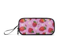 Large Capacity School Pencil Case Teens Pencil Case Organizer College with Compartment Fresh Strawberries Fruit