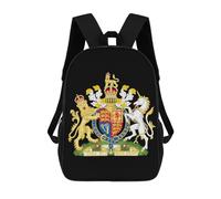 Large Capacity School Rucksack British Royal Coat of Arms England Schools Backpack Casual School Bag for Work, Travel, Hiking, 42X32X14Cm