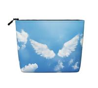 Large Capacity Sky Cloud Printed Single-Layer Faux Linen Cosmetic Bag Personal Care Organizer Suitable for Various Occasions