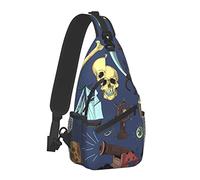 Large Capacity Sling Chest Bag Sugar Skulls Backpack for Men Boys, Funny Crossbody Backpack with Adjustable Strap for Hiking Outdoor Sports