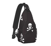 Large Capacity Sling Chest Bag Sugar Skulls Crossbones Backpack for Men Boys, Funny Crossbody Backpack with Adjustable Strap for Hiking Outdoor Sports