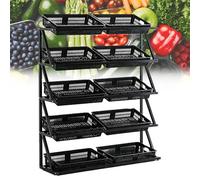 Large Capacity Snack Storage Basket, 5 Tier Commercial Fruit Rack Vegetable Shelf, Load Capacity Up to 300 kg, for Pantry/Retail Store/Market