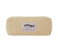 Large Capacity Soft Pencil Case - Ribbed Velvet Pencil Pouch with Shark Pattern | Cute Versatile Pen Bag for Pencils, Markers, Erasers, Lightweight School Stationery Organizer For, Beige Yellow, Se