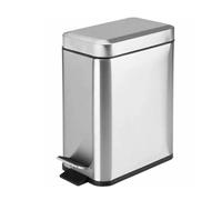 Large-Capacity Stainless Steel Trash Can - 5L Soft Close Rectangular Bin with Lid & Liner, Ideal for Bathroom, Kitchen, or Hotel Use - Slim Design Mini Garbage Basket