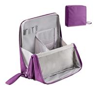 Large Capacity Standing Makeup Bag Portable Make Up Case Multipurpose for Brushes and Mirror,Stationery Organizer with Handle,Waterproof for Traveling, Purple