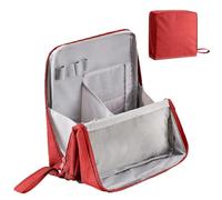Large Capacity Standing Makeup Bag Portable Make Up Case Multipurpose for Brushes and Mirror,Stationery Organizer with Handle,Waterproof for Traveling, Red