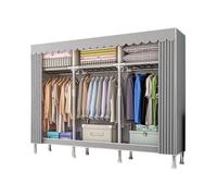 Large Capacity Steel Frame Portable Canvas Wardrobe Multi functional Clothing Storage with Shelves for Bedroom Living Room & Balcony 173x46x126CM