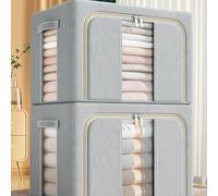 Large-Capacity Storage Box, Foldable Clothing Box with Widened Handle, Moisture-Proof and Dust-Proof Suitable for Quilts, Blankets, Bedding (Single window dark gray, 24L)