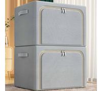 Large-Capacity Storage Box, Foldable Clothing Box with Widened Handle, Moisture-Proof and Dust-Proof Suitable for Quilts, Blankets, Bedding (Single window dark gray, 66L)