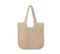 Large Capacity Straw Beach Bag Handmade Retro Weaving Tote for Women Summer Travel Outdoor Hiking Carryall (White, 40cm)