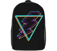 Large Capacity Students Bookbag Rad Synthwave Retro Rucksack Colorful Knapsack for Work, Travel, Hiking, 42X32X14Cm