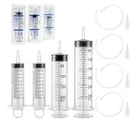 Large Capacity Syringe ,4-Pack 100ML +200ML+300ML with 4 x 30CM Transparent Tubes & Fittings - Reusable Liquid Plastic Syringe Kit for Pet Feeding, Liquids, Oil, Plant Irrigation Science & Lab Use