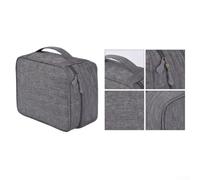 Large Capacity Tech Pouch 24.5cm for iPad Hard Drives | Double-layer design, separates chargers from cables, prevents tangling, 24.5x18x10cm, fits backpacks(Gray)