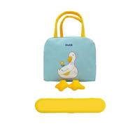 Large Capacity Thermal Lunch Bag with Bento Storage and Portable Cutlery Box - Cute Design