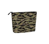 Large Capacity Tiger Stripe Camo Print Fake Hemp Makeup Bag,Toiletry Bag,Travel Bag Pouch with Zipper.