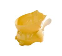 Large Capacity Tilted Raised Posture for Cat Food Bowl Neck for Protection Anti Vomiting 45 Degree Elevated Slanted Stand Bowls for Cat Tilted Bowl Diameter Approx.13.7cm/5.39in (Yellow)