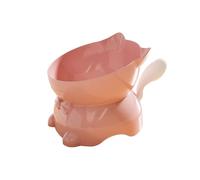 Large Capacity Tilted Raised Posture for Cat Food Bowl Neck for Protection Anti Vomiting 45 Degree Elevated Slanted Stand Bowls for Cat Tilted Bowl Diameter Approx.13.7cm/5.39in (Pink)