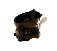 Large Capacity Tilted Raised Posture for Cat Food Bowl Neck for Protection Anti Vomiting 45 Degree Elevated Slanted Stand Bowls for Cat Tilted Bowl Diameter Approx.13.7cm/5.39in (Black)