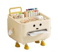 Large Capacity Tissue Box For Living Room And Office, Sturdy Plastic Desktop Organizer With Open Top Design For Access, Minimalist Decor Storage Holder For Napkins, White And Yellow