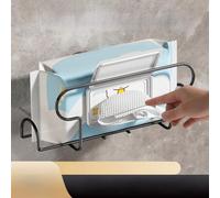 Large Capacity Tissue Holder With Iron Frame Suction Cup Mount For Kitchen Bathroom Storage Holds Wipes Kitchen Rolls Ventilated Rust-Resistant(gray)
