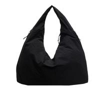 Large Capacity Tote Bag, Solid Color Tote Bag, Nylon Laptop Bag, Textured Drape Shoulder Bag, Nylon College Bag for Gym, Work, vo, Black, Se référer à la description