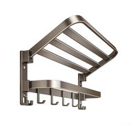 Large Capacity Towel Rail 40cm with Hooks Gunmetal