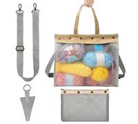 Large Capacity Transparent Clear Yarn Mesh Pouch, Storage Bags for Crocheting Project - for Outdoor School Girlfriend Wife Friend Sister Daughter, Grey, Se référer au descriptif, Refer to description