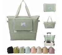 Large Capacity Travel Bag, Foldable Travel Bag, Expandable Travel Duffel Bag,Dry&Wet Separation Sports Duffel Bags Overnight Bag for Women and Man, Light Green, Foldable