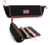 Large Capacity Travel Bag for Hot Hair Tools/Heat Resistant Silicone Mat for Curling Irons, Straighteners, Flat Irons/Organizer with Zipper Pockets and Pouches for Haircare Accessories (Black)
