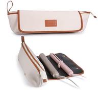 Large Capacity Travel Bag for Hot Hair Tools/Heat Resistant Silicone Mat for Curling Irons, Straighteners, Flat Irons/Organizer with Zipper Pockets and Pouches for Haircare Accessories (Ivory)