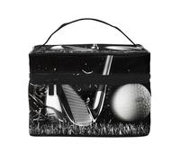 Large Capacity Travel Black and White Golf Cosmetic Bag, Canvas Ladies Toiletry Bag, Multi-Pocket Cosmetic Bag with Handle, Christmas Holiday Cosmetic Bag
