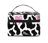 Large Capacity Travel Black White Milk Cow Cosmetic Bag, Canvas Ladies Toiletry Bag, Multi-Pocket Cosmetic Bag with Handle, Christmas Holiday Cosmetic Bag