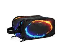 Large Capacity Travel Cosmetic Bag Portable Makeup Bag Makeup Organizer Bag Ring Of Blue and Red Fiery Dragons for Women, multi