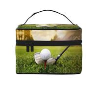 Large Capacity Travel Golf Ball Cosmetic Bag, Canvas Ladies Toiletry Bag, Multi-Pocket Cosmetic Bag with Handle, Christmas Holiday Cosmetic Bag