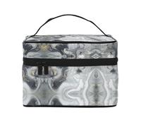 Large Capacity Travel Grey Marble Stripe Cosmetic Bag, Canvas Ladies Toiletry Bag, Multi-Pocket Cosmetic Bag with Handle, Christmas Holiday Cosmetic Bag