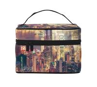 Large Capacity Travel Hong Kong Cosmetic Bag, Canvas Ladies Toiletry Bag, Multi-Pocket Cosmetic Bag with Handle, Christmas Holiday Cosmetic Bag
