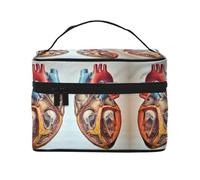 Large Capacity Travel Human Anatomy Heart Chart Cosmetic Bag, Canvas Ladies Toiletry Bag, Multi-Pocket Cosmetic Bag with Handle, Christmas Holiday Cosmetic Bag