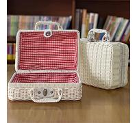 Large Capacity Travel Toiletry Bag Cosmetic Bag Woven Ratton Gift Box Makeup Bags Organizer with Handle Rattan Storage Container
