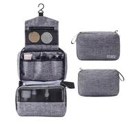 Large Capacity Travel Toiletry Bag Water Resistant Hanging Cosmetic Organizer with Multiple Pockets for Women Girls Gym Shower Business Trip Black Grey Purple Rose Red Navy Blue (Grey)