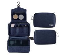 Large Capacity Travel Toiletry Bag Water Resistant Hanging Cosmetic Organizer with Multiple Pockets for Women Girls Gym Shower Business Trip Black Grey Purple Rose Red Navy Blue (Navy Blue)
