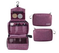 Large Capacity Travel Toiletry Bag Water Resistant Hanging Cosmetic Organizer with Multiple Pockets for Women Girls Gym Shower Business Trip Black Grey Purple Rose Red Navy Blue (Purple)