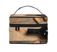 Large Capacity Travel Wine Bottle Corks Grapes Cosmetic Bag, Canvas Ladies Toiletry Bag, Multi-Pocket Cosmetic Bag with Handle, Christmas Holiday Cosmetic Bag