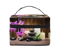 Large Capacity Travel Zen Stone Cosmetic Bag, Canvas Ladies Toiletry Bag, Multi-Pocket Cosmetic Bag with Handle, Christmas Holiday Cosmetic Bag