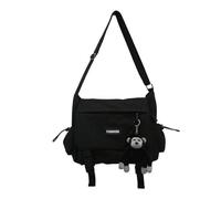 Large Capacity Unisex Shoulder Bags Japan Korean style Leisure Bags Waterproof Nylon Messenger Bags Black Oxford Book Bags, Black, M