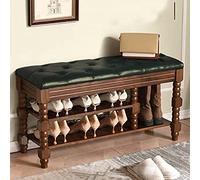 Large Capacity Upholstered Shoe Bench with Buttoned Leather Design Green A 50 x 30 x 48 cmMultiFunctional Storage Seat for Entryway & Bedroom
